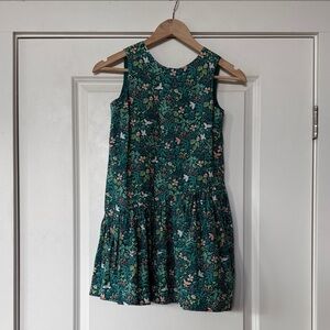Tea Collection Teal Floral Sleeveless Drop-Waist Dress